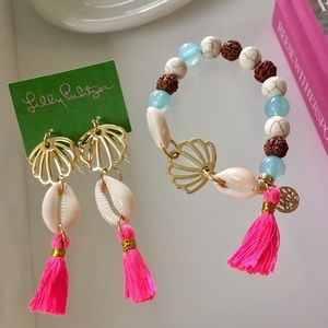 Lilly Pulitzer Shell Earrings and Bracelet Set